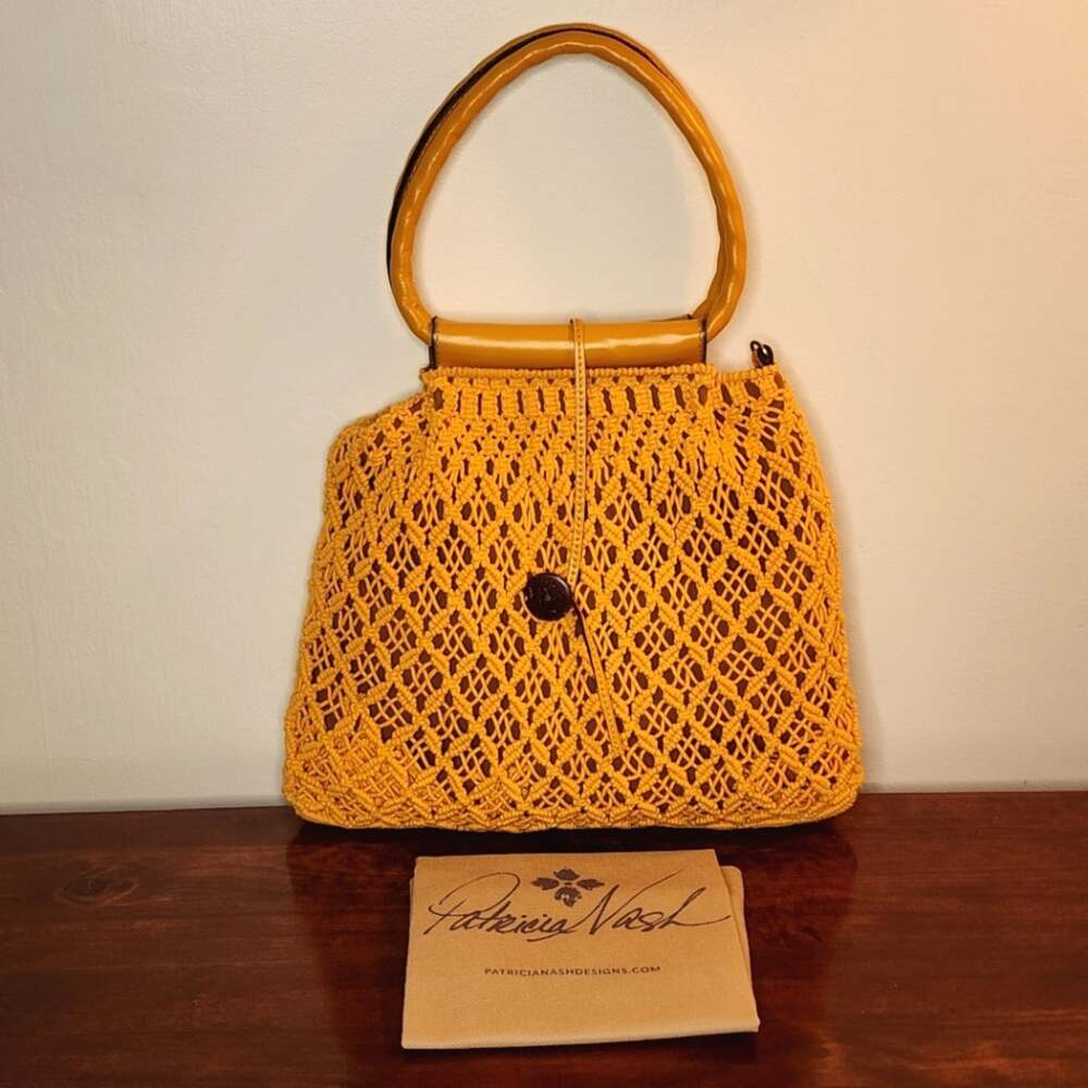 Patricia Nash Geraldine Orange Crochet Purse & Dust Bag NWT